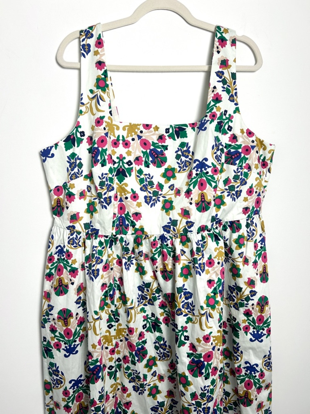 Boden NWT White Floral Midi Dress Violet Square Neck Summer Cotton Size 16 to 18 - Picture 4 of 15